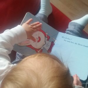 Kind liest Buch "Nur noch kurz die Ohren kraulen"